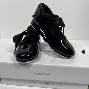 Weissman Black Patent Ribonette Tap Shoes Size 9.5 CM Style#W600
